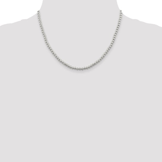 Sterling Silver 4mm Beaded Box Chain