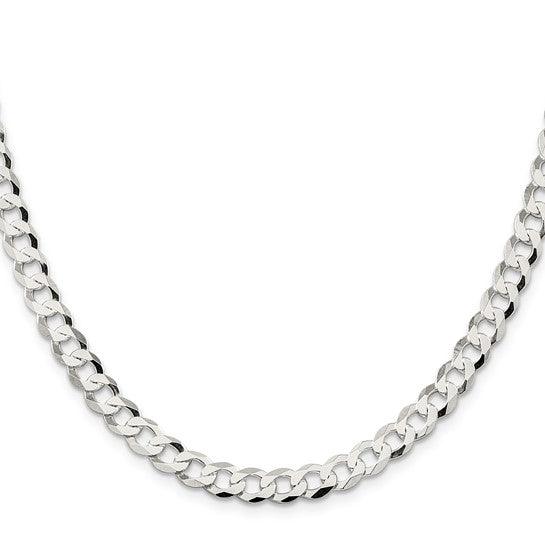 Sterling Silver 6.8mm Close Link Flat Curb Chain
