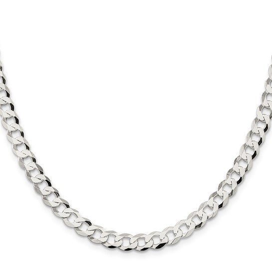 Sterling Silver 7mm Beveled Curb Chain