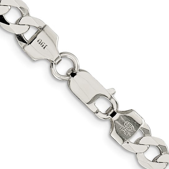 Sterling Silver 7mm Beveled Curb Chain