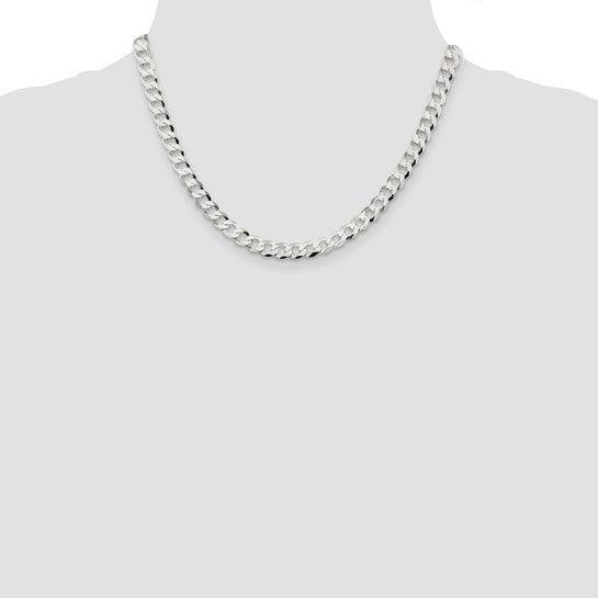 Sterling Silver 6.8mm Close Link Flat Curb Chain