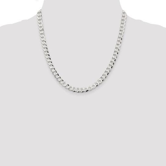 Sterling Silver 6.8mm Close Link Flat Curb Chain