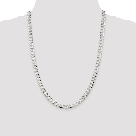 Sterling Silver 6.8mm Close Link Flat Curb Chain