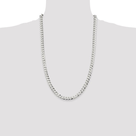 Sterling Silver 6.8mm Close Link Flat Curb Chain