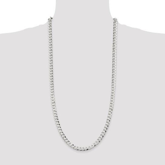 Sterling Silver 6.8mm Close Link Flat Curb Chain