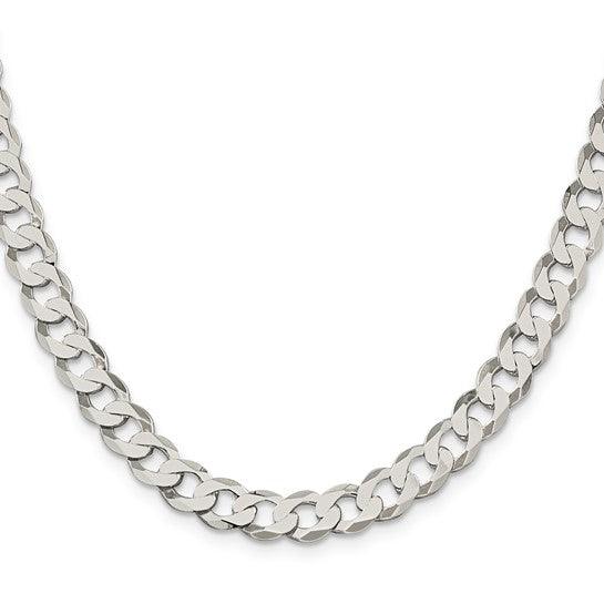 Sterling Silver 8mm Close Link Flat Curb Chain