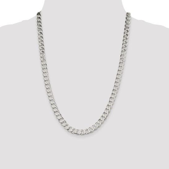 Sterling Silver 8mm Close Link Flat Curb Chain