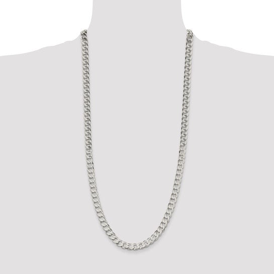 Sterling Silver 8mm Close Link Flat Curb Chain