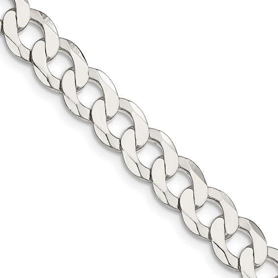 Sterling Silver 8mm Close Link Flat Curb Chain