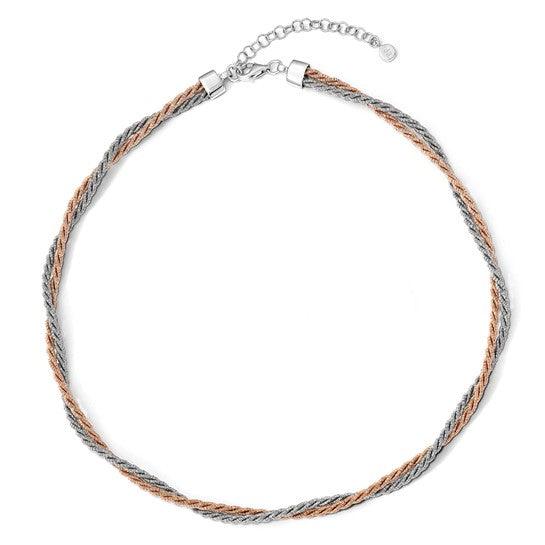 Sterling Silver Rose Gold-tone Rope with 2in ext. Necklace