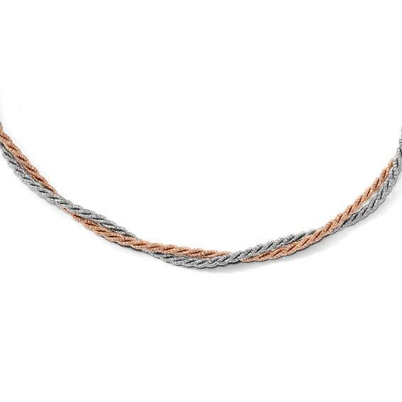 Sterling Silver Rose Gold-tone Rope with 2in ext. Necklace