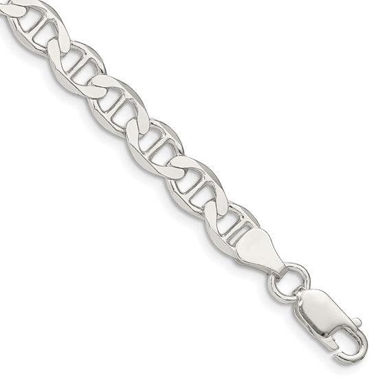 Sterling Silver 7.1mm Polished Flat Anchor Bracelet