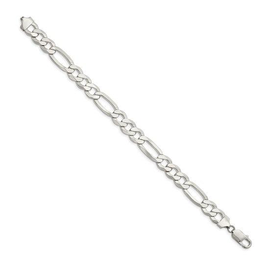 Sterling Silver 9.5mm Flat Figaro Bracelet