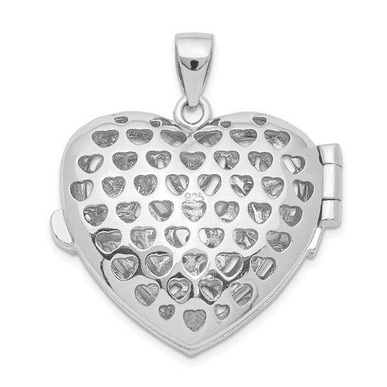 Sterling Silver CZ Design Heart Locket Pendant