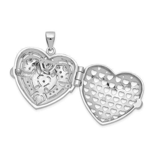 Sterling Silver CZ Design Heart Locket Pendant