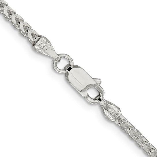 Sterling Silver 2.55mm Diamond Cut Square Franco Chain