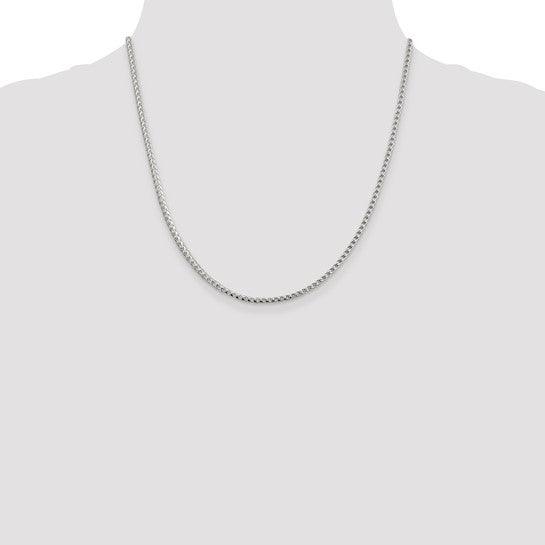 Sterling Silver 2.55mm Diamond Cut Square Franco Chain
