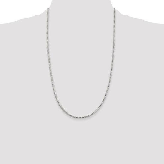 Sterling Silver 2.55mm Diamond Cut Square Franco Chain