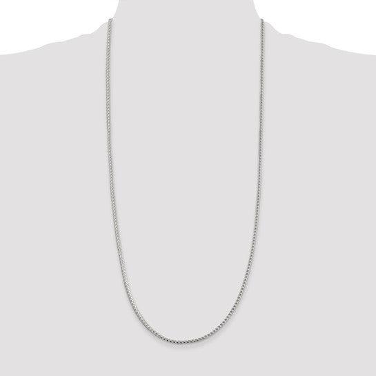 Sterling Silver 2.55mm Diamond Cut Square Franco Chain