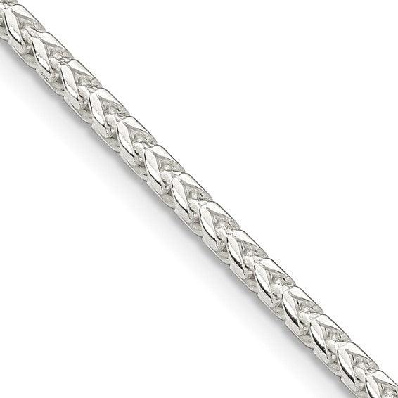 Sterling Silver 2.55mm Diamond Cut Square Franco Chain