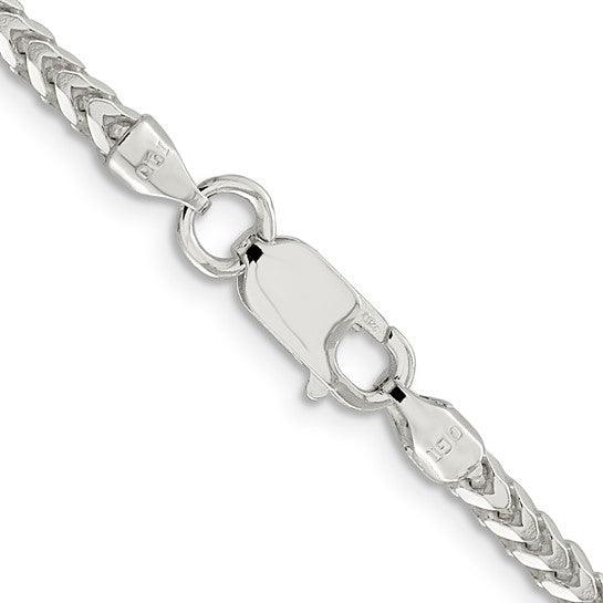 Sterling Silver 3.4mm Diamond Cut Square Franco Necklace