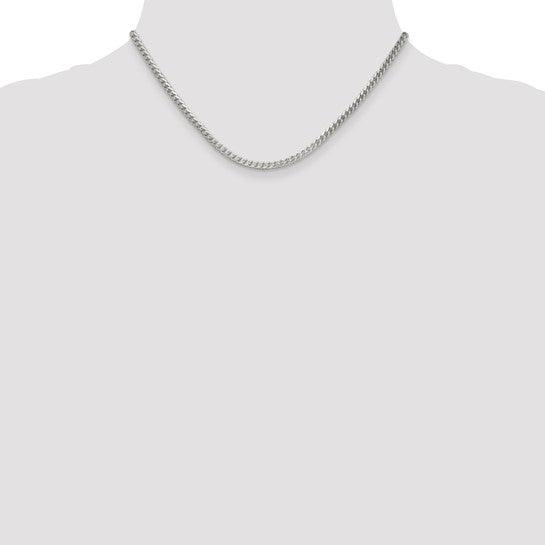 Sterling Silver 3.4mm Diamond Cut Square Franco Necklace