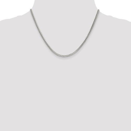 Sterling Silver 3.4mm Diamond Cut Square Franco Necklace