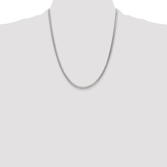 Sterling Silver 3.4mm Diamond Cut Square Franco Necklace