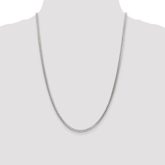 Sterling Silver 3.4mm Diamond Cut Square Franco Necklace