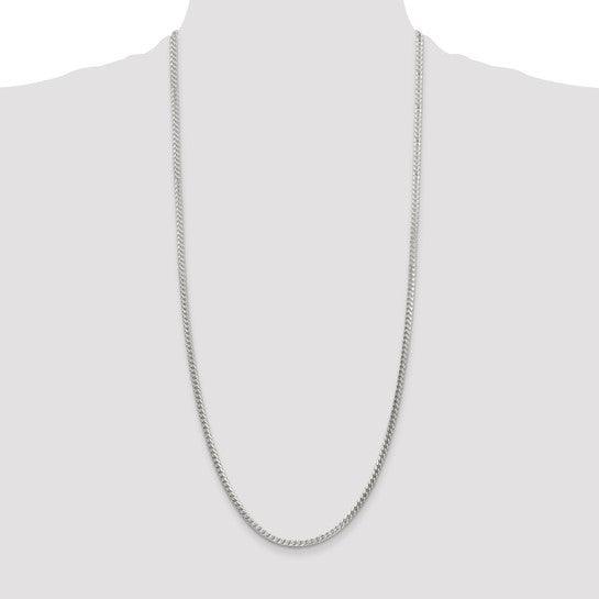 Sterling Silver 3.4mm Diamond Cut Square Franco Necklace