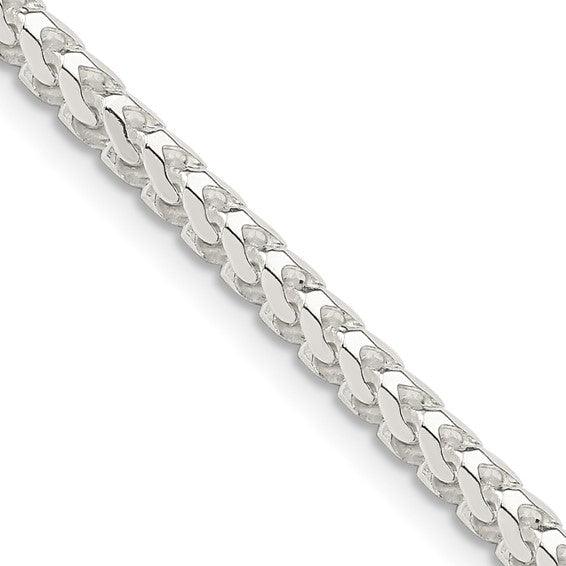 Sterling Silver 3.4mm Diamond Cut Square Franco Necklace