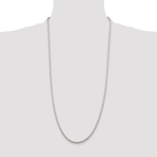 Sterling Silver 2.85mm Diamond-cut Round Spiga Chain