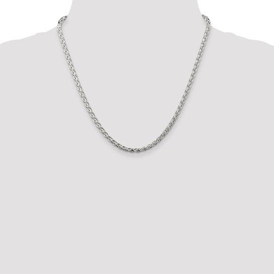 Sterling Silver 3.50mm Diamond-cut Round Spiga Chain