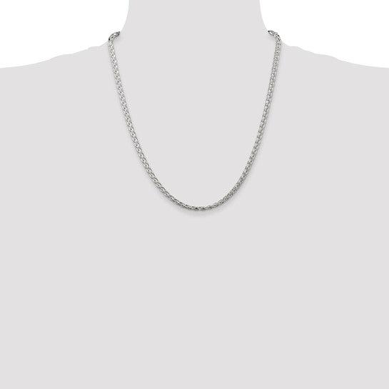 Sterling Silver 3.50mm Diamond-cut Round Spiga Chain