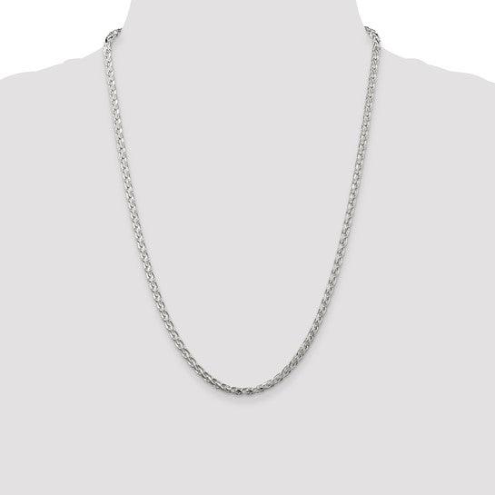 Sterling Silver 3.50mm Diamond-cut Round Spiga Chain