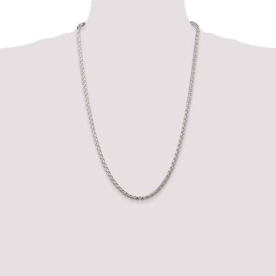 Sterling Silver 3.50mm Diamond-cut Round Spiga Chain