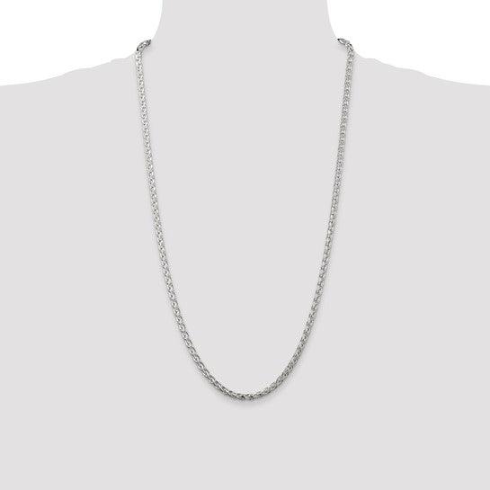 Sterling Silver 3.50mm Diamond-cut Round Spiga Chain