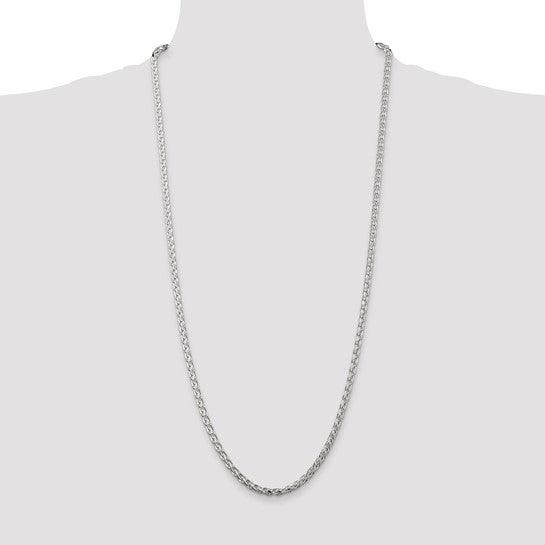 Sterling Silver 3.50mm Diamond-cut Round Spiga Chain