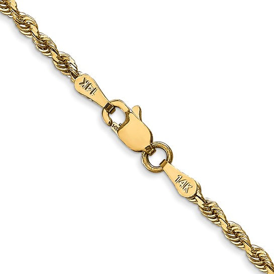 14k 2.25mm Diamond Cut Quadruple Rope Chain