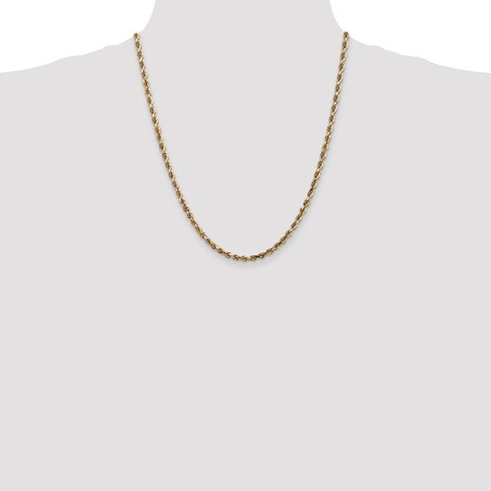 14k 4mm Diamond Cut Quadruple Rope Chain