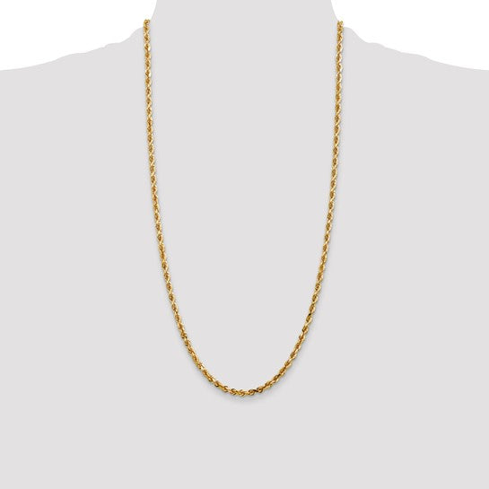 14k 4mm Diamond Cut Quadruple Rope Chain