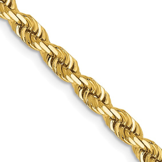 14k 4mm Diamond Cut Quadruple Rope Chain