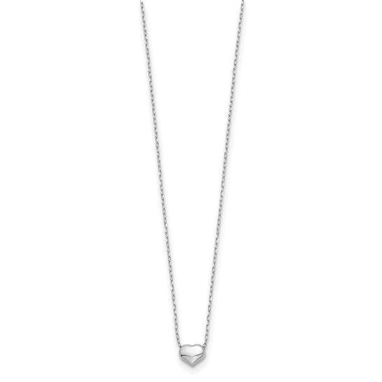 14k White Gold Polished Heart 16.5in Necklace