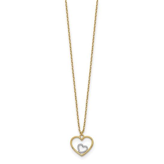 14k with Rhodium Heart in Heart Necklace