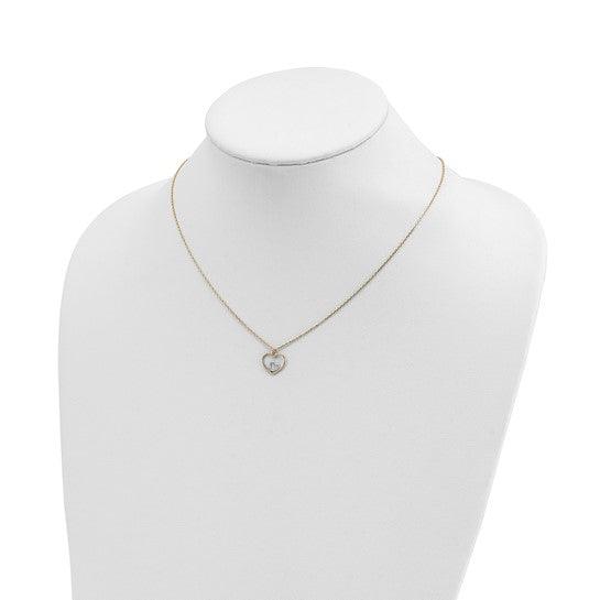 14k with Rhodium Heart in Heart Necklace