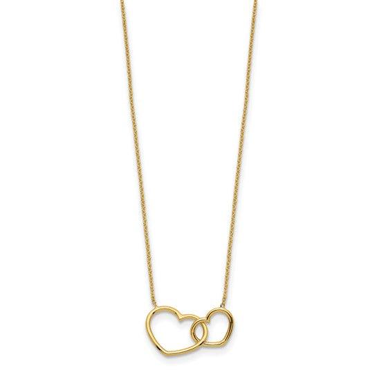 14k Polished Double Heart Necklace
