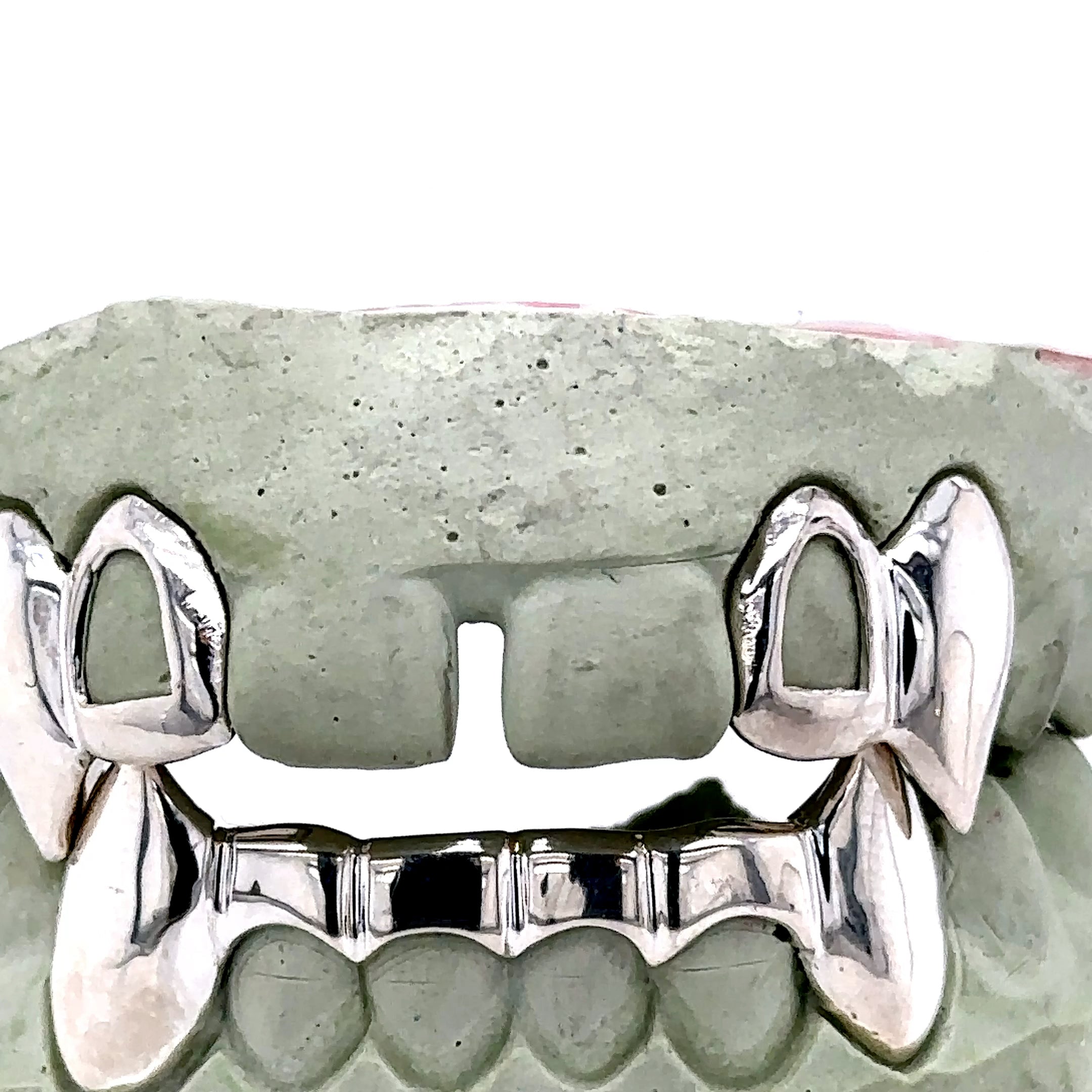4 top 6 Bottom Silver Open Face Grillz