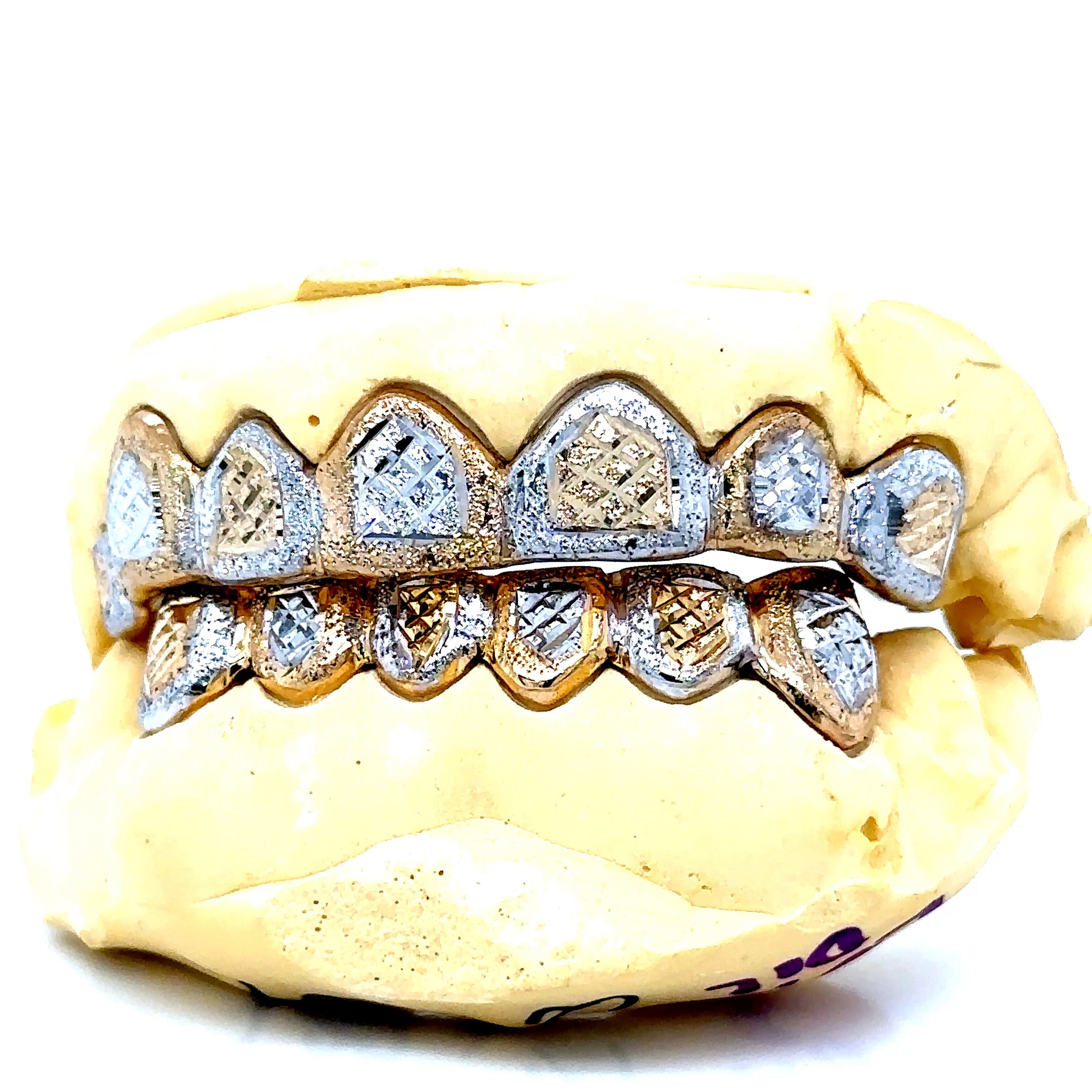 14pc Two Tone Sunburst Cut Grillz