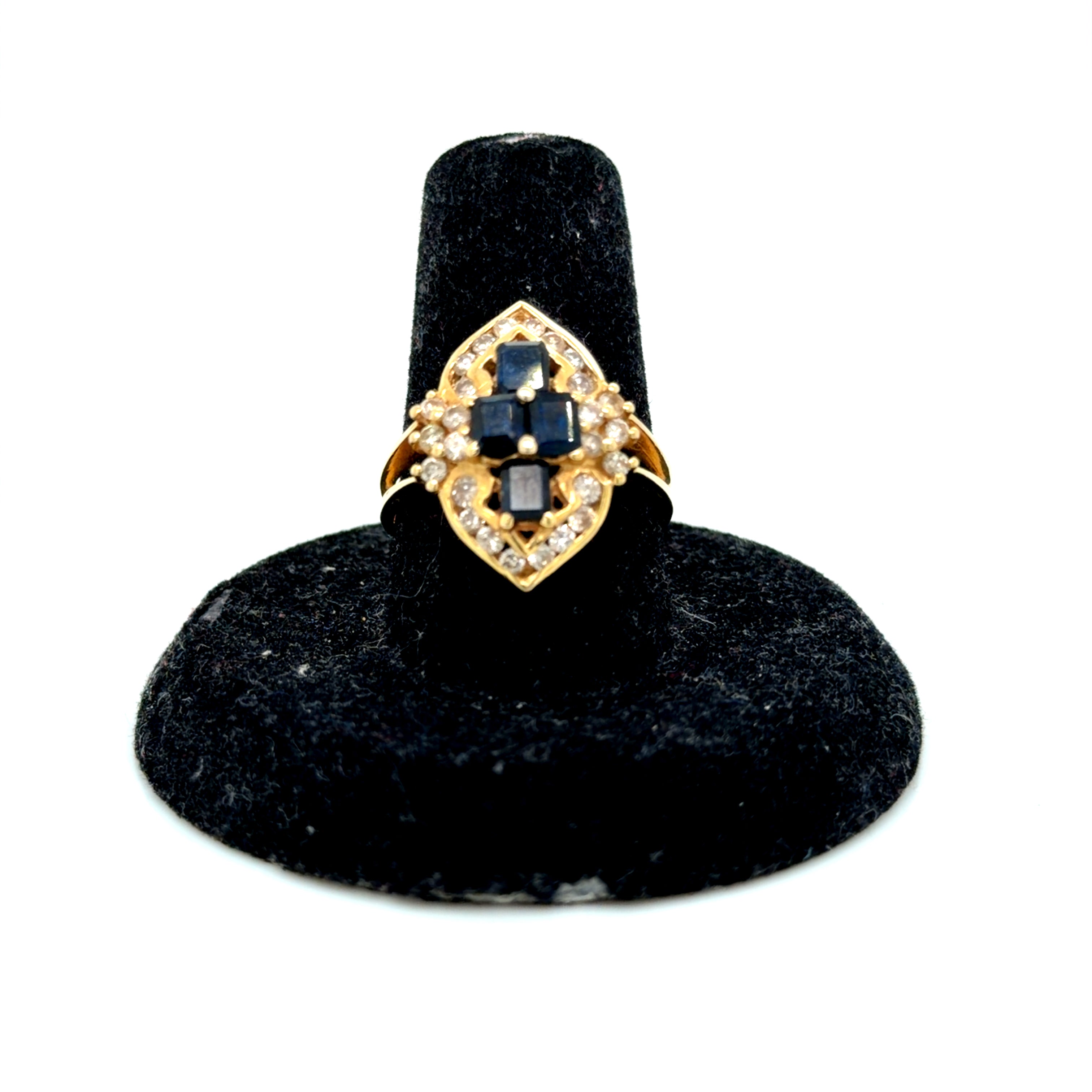 14k Yellow Gold Sapphire Diamond Ring