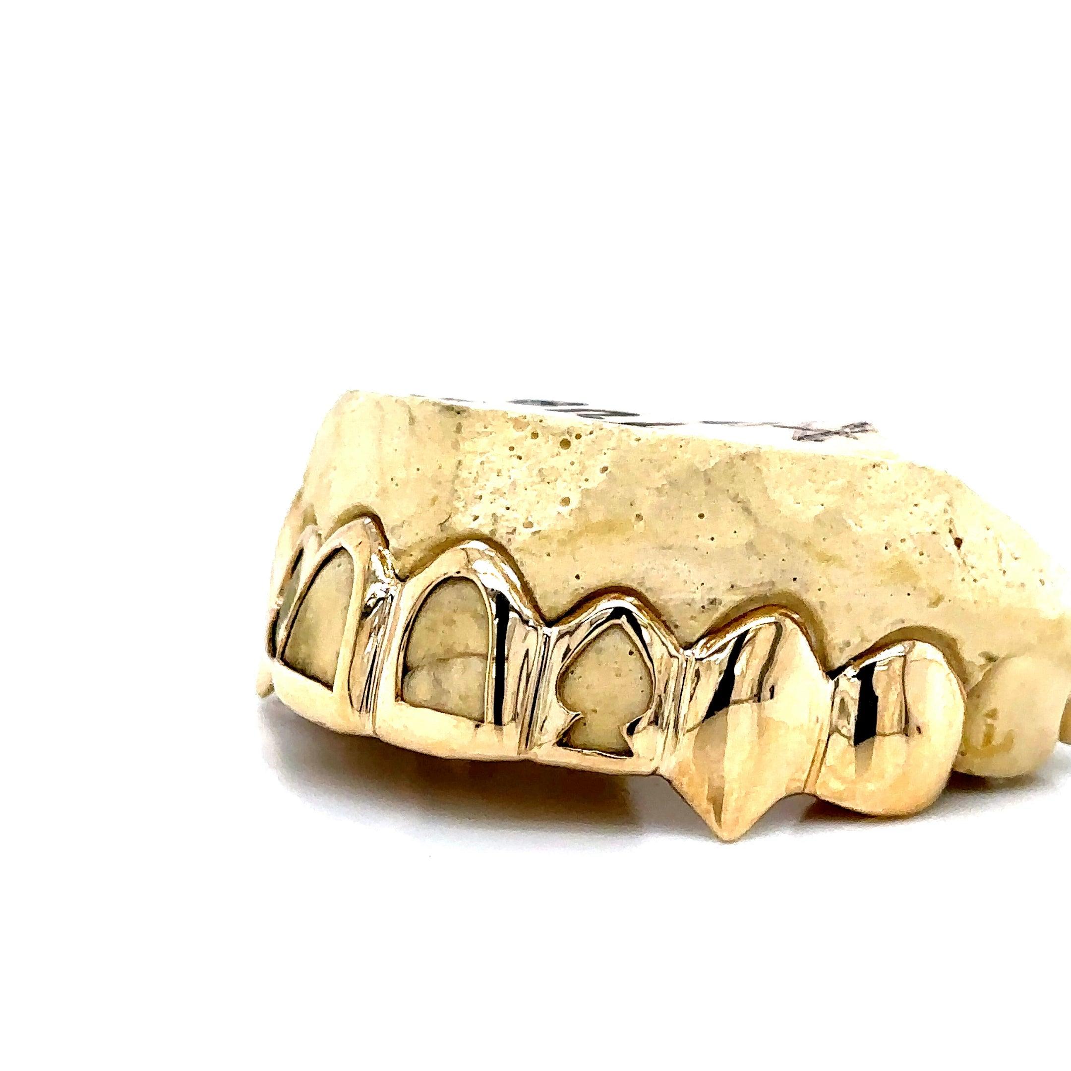 8pc Gold Open Face Spade Top Grillz